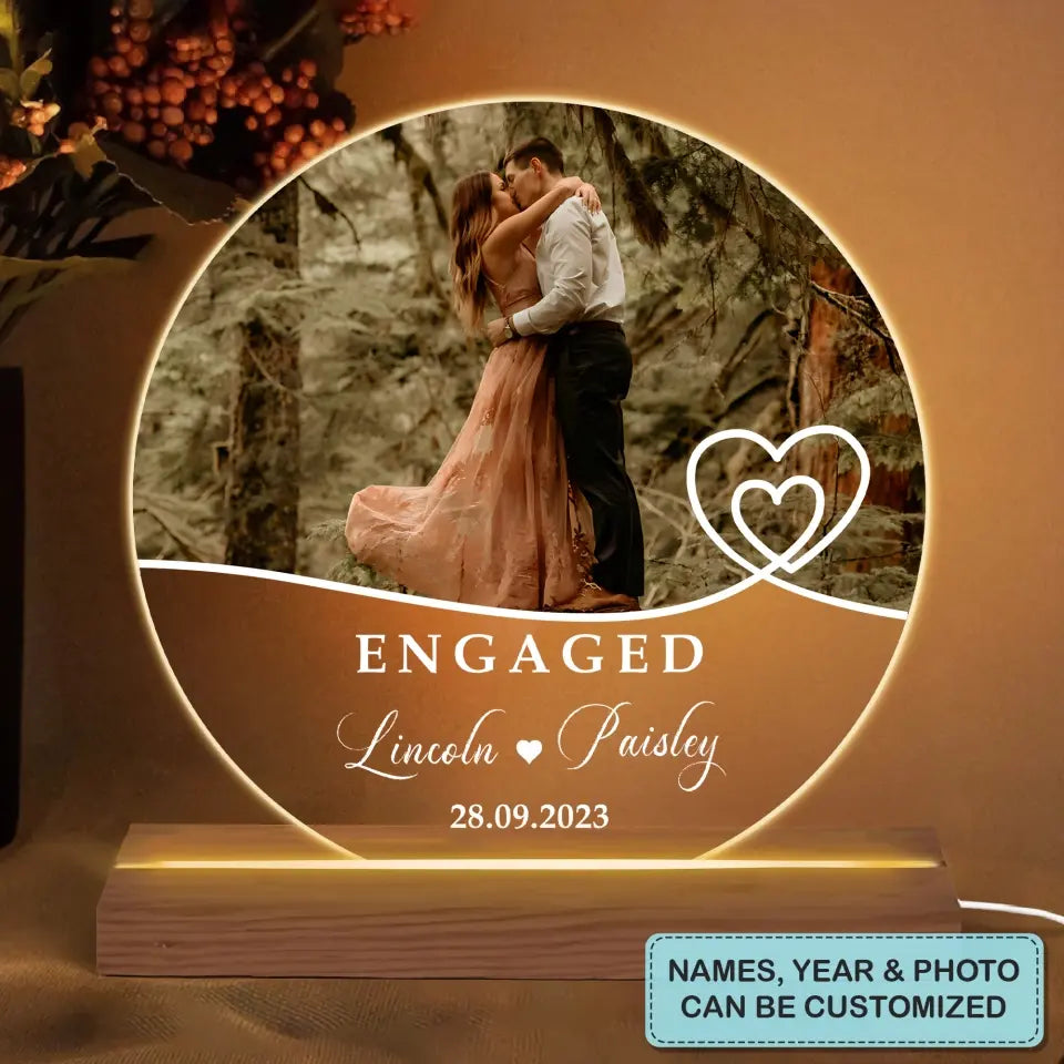 We're Engaged - Personalized Custom 3D Led Light - Valentine's Day, Anniversary Gift For Couple, Husband, Wife, Boyfriend, Girlfriend