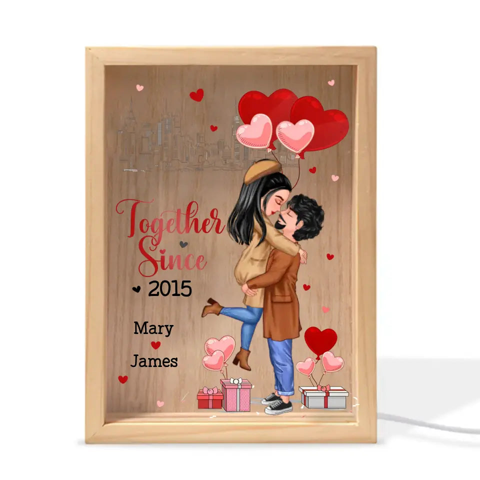 My Favorite Place In All The World Is Next To You - Personalized Custom Photo Frame Box - Valentine's Day, Anniversary Gift For Couple, Couples, Girlfriend, Boyfriend, Wife, Husband