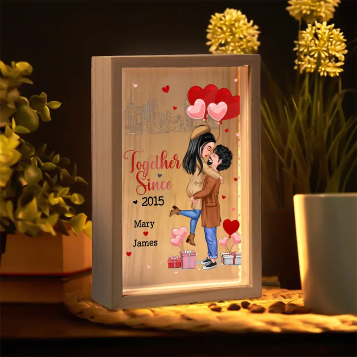 My Favorite Place In All The World Is Next To You - Personalized Custom Photo Frame Box - Valentine's Day, Anniversary Gift For Couple, Couples, Girlfriend, Boyfriend, Wife, Husband
