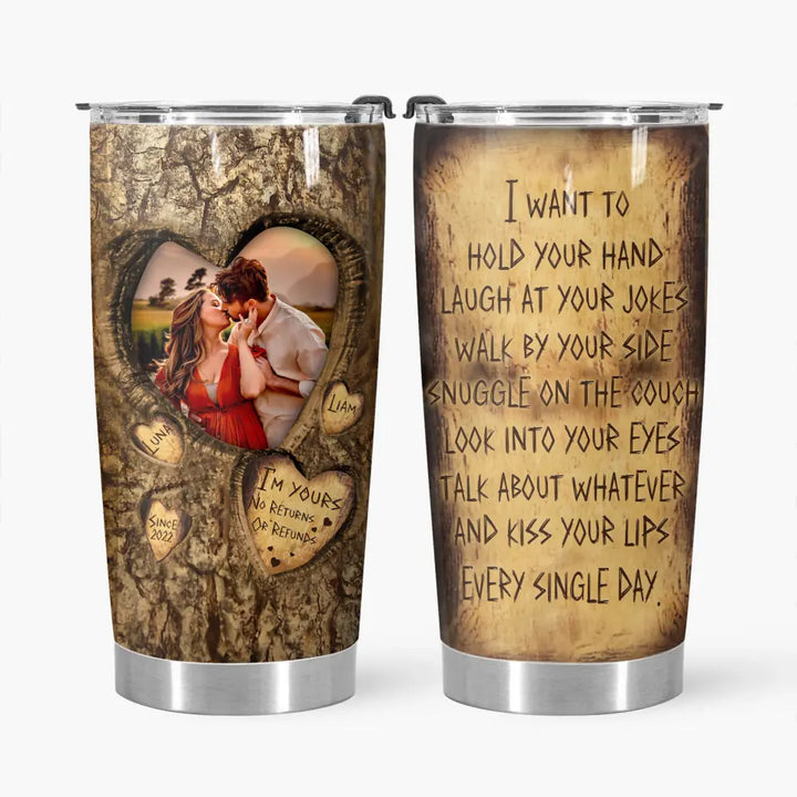 I Want To Hold Your Hand - Personalized Custom Tumbler - Anniversary Gift For Couple, Wife, Husband, Boyfriend, Girlfriend