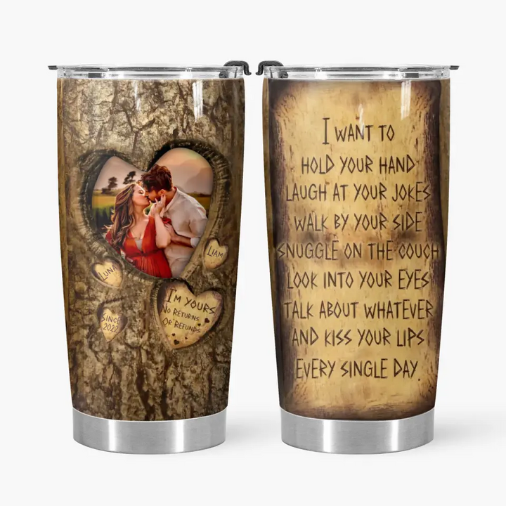 I Want To Hold Your Hand - Personalized Custom Tumbler - Anniversary Gift For Couple, Wife, Husband, Boyfriend, Girlfriend