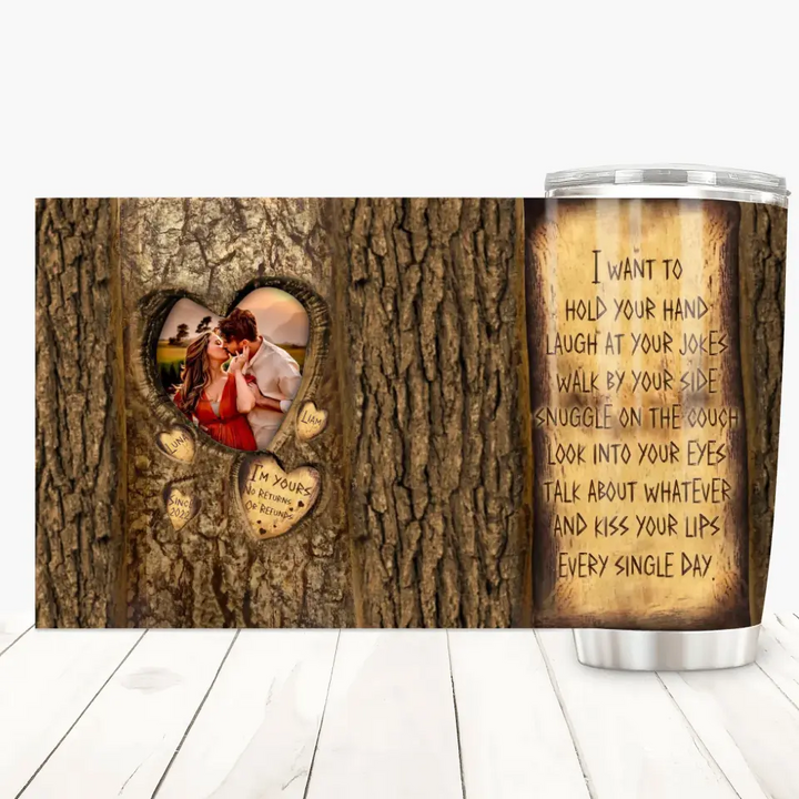 I Want To Hold Your Hand - Personalized Custom Tumbler - Anniversary Gift For Couple, Wife, Husband, Boyfriend, Girlfriend