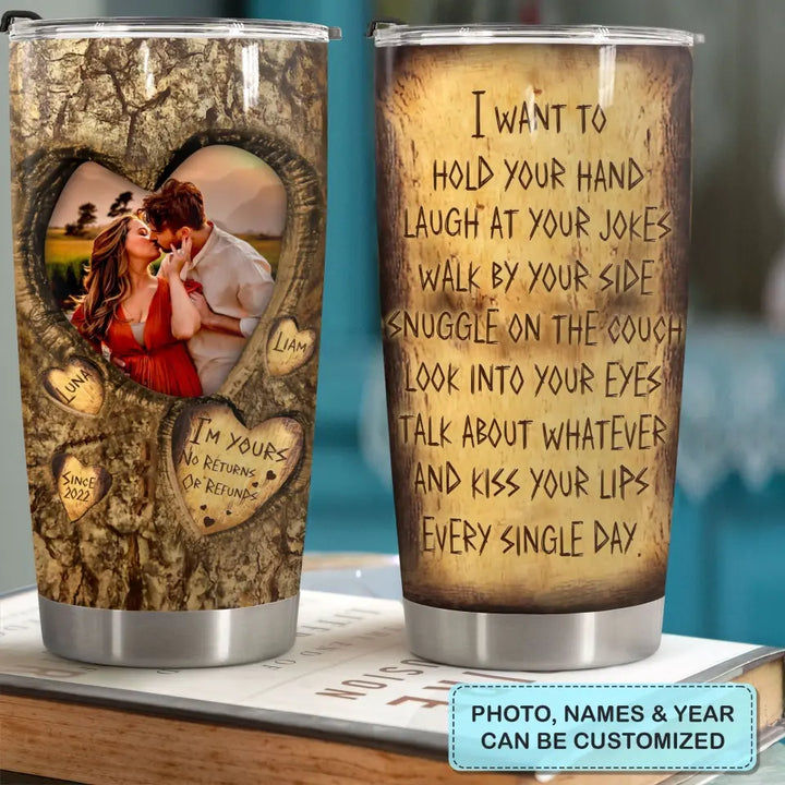 I Want To Hold Your Hand - Personalized Custom Tumbler - Anniversary Gift For Couple, Wife, Husband, Boyfriend, Girlfriend