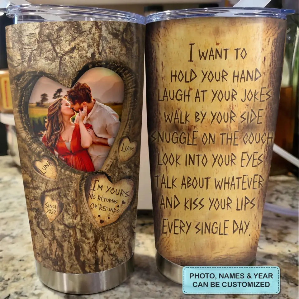 I Want To Hold Your Hand - Personalized Custom Tumbler - Anniversary Gift For Couple, Wife, Husband, Boyfriend, Girlfriend