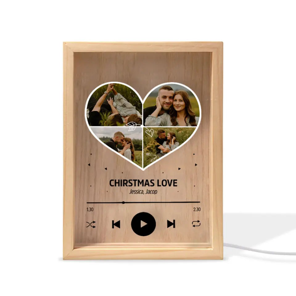 Heart Photo Music Box - Personalized Custom Photo Frame Box - Valentine's Day, Anniversary Gift For Couple, Couples, Girlfriend, Boyfriend, Wife, Husband