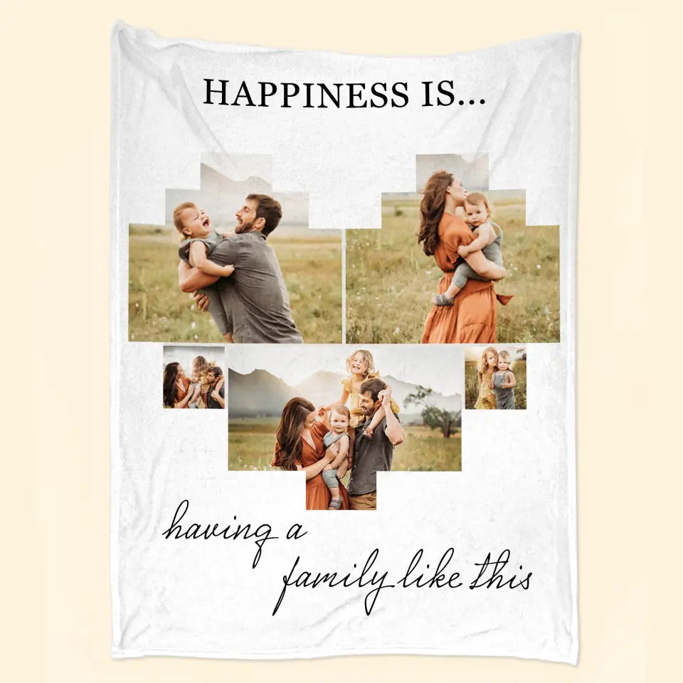 Happiness Is Having A Family Like This - Personalized Custom Blanket - Gift For Family, Family Members