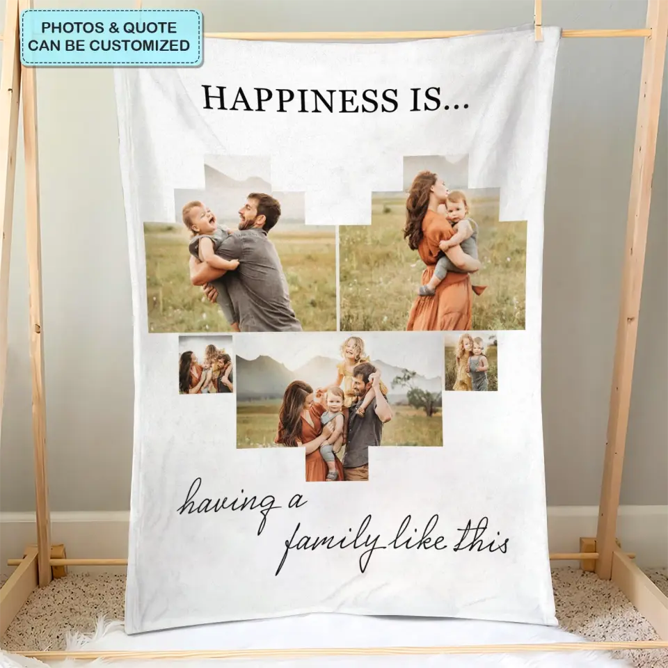Happiness Is Having A Family Like This - Personalized Custom Blanket - Gift For Family, Family Members