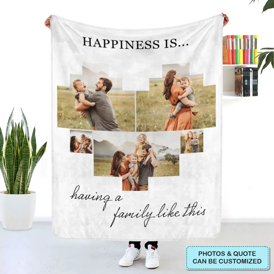 Happiness Is Having A Family Like This - Personalized Custom Blanket - Gift For Family, Family Members
