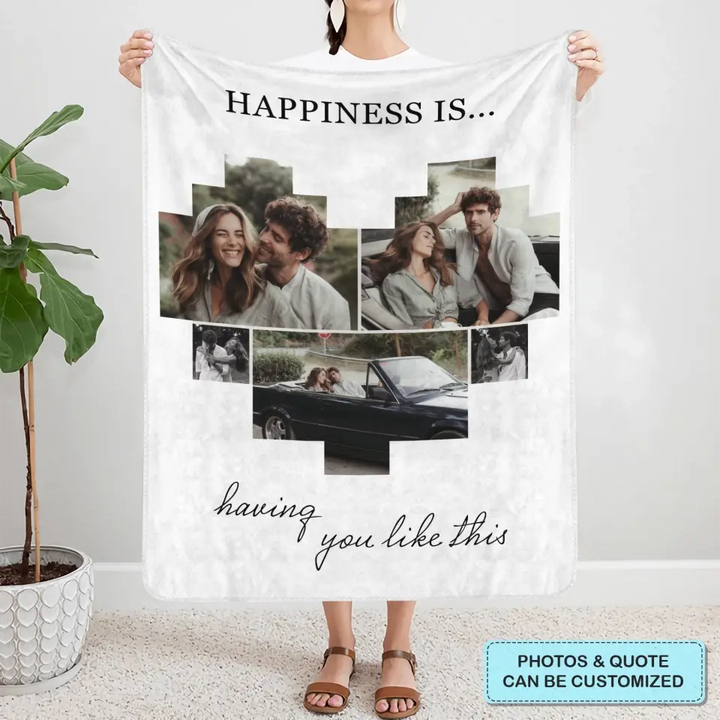 Happiness Is Having A Family Like This - Personalized Custom Blanket - Gift For Family, Family Members