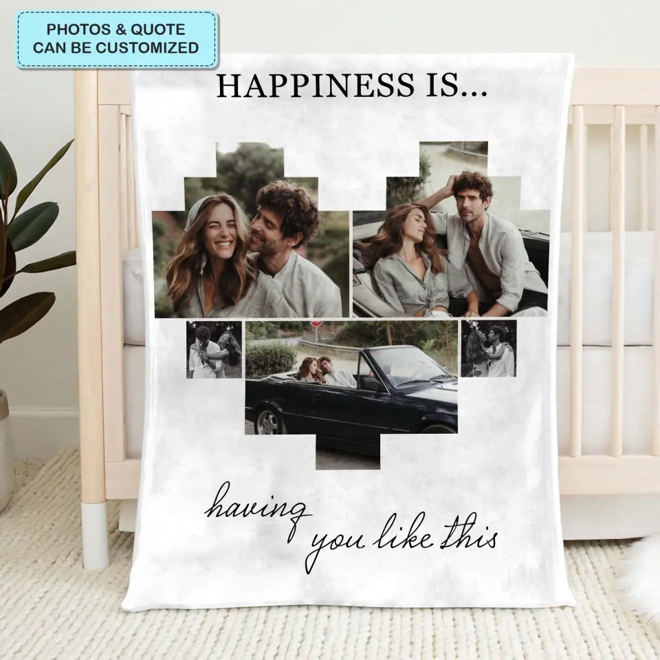 Happiness Is Having A Family Like This - Personalized Custom Blanket - Gift For Family, Family Members