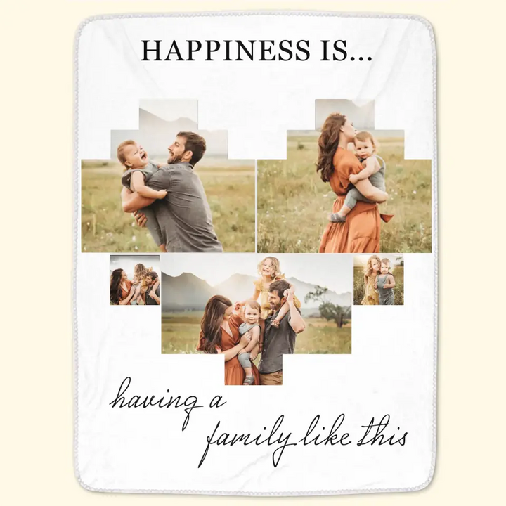 Happiness Is Having A Family Like This - Personalized Custom Blanket - Gift For Family, Family Members