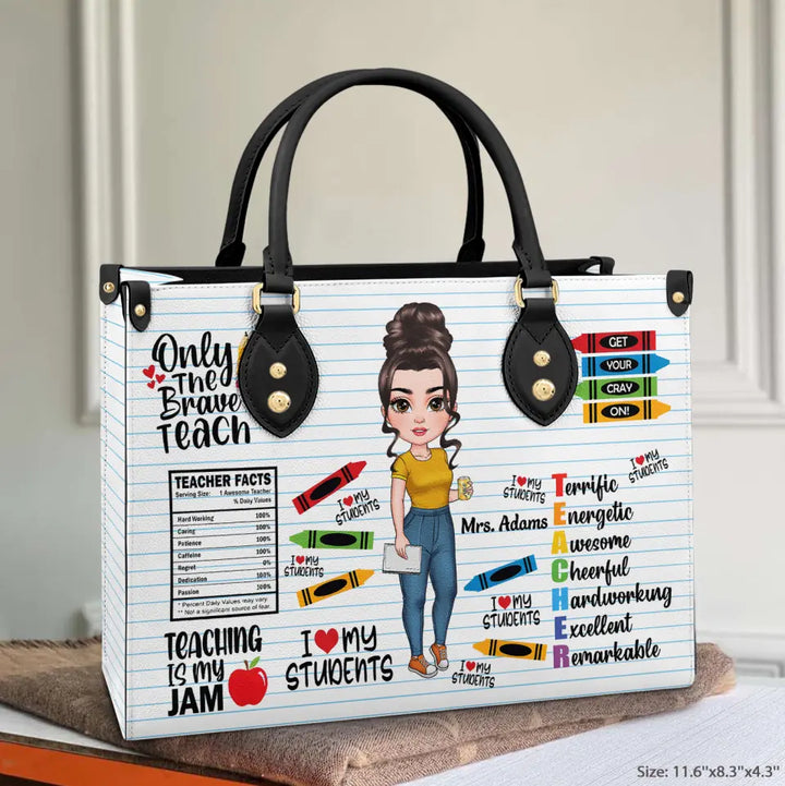 I Love My Students - Personalized Custom Leather Bag - Teacher's Day, Appreciation Gift For Teacher