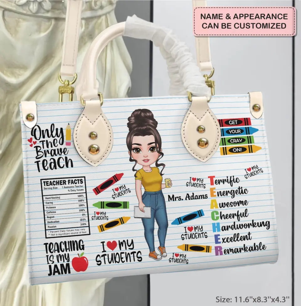 I Love My Students - Personalized Custom Leather Bag - Teacher's Day, Appreciation Gift For Teacher