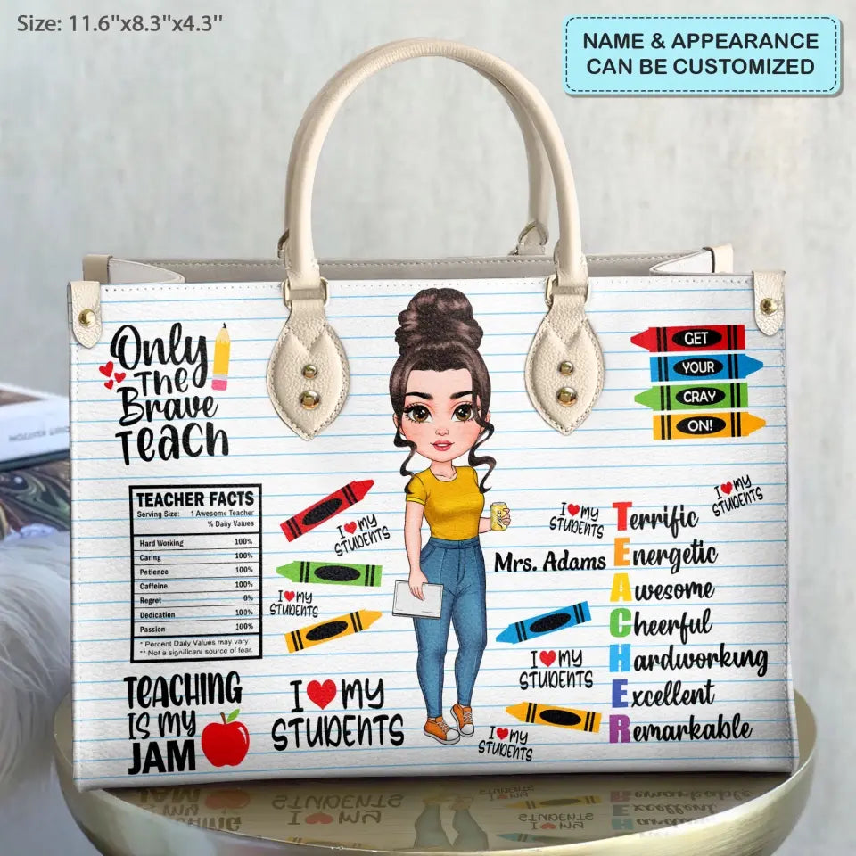 I Love My Students - Personalized Custom Leather Bag - Teacher's Day, Appreciation Gift For Teacher