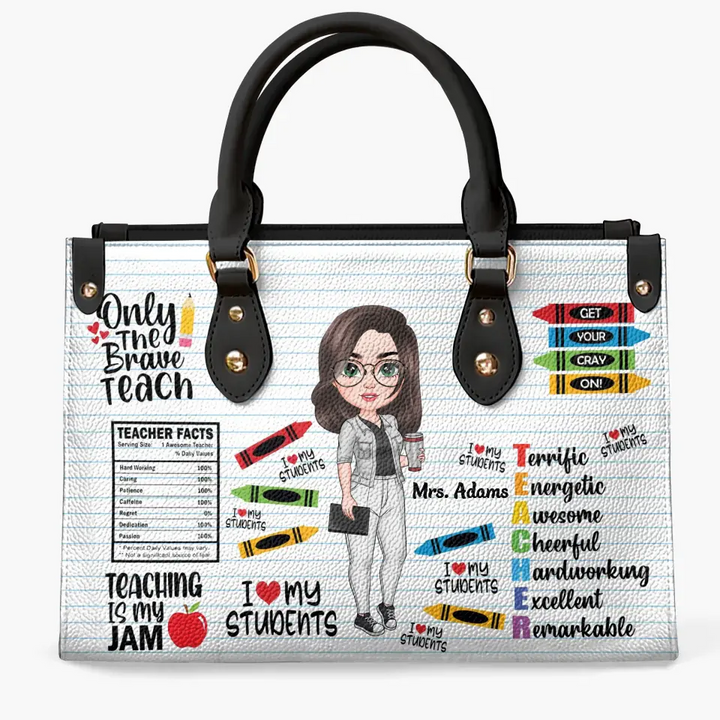 I Love My Students - Personalized Custom Leather Bag - Teacher's Day, Appreciation Gift For Teacher