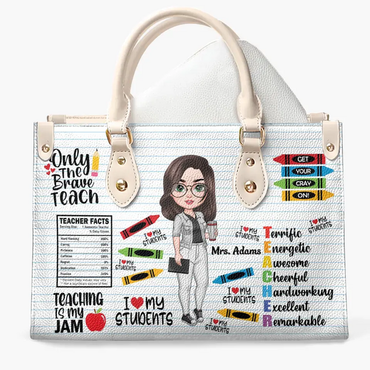 I Love My Students - Personalized Custom Leather Bag - Teacher's Day, Appreciation Gift For Teacher