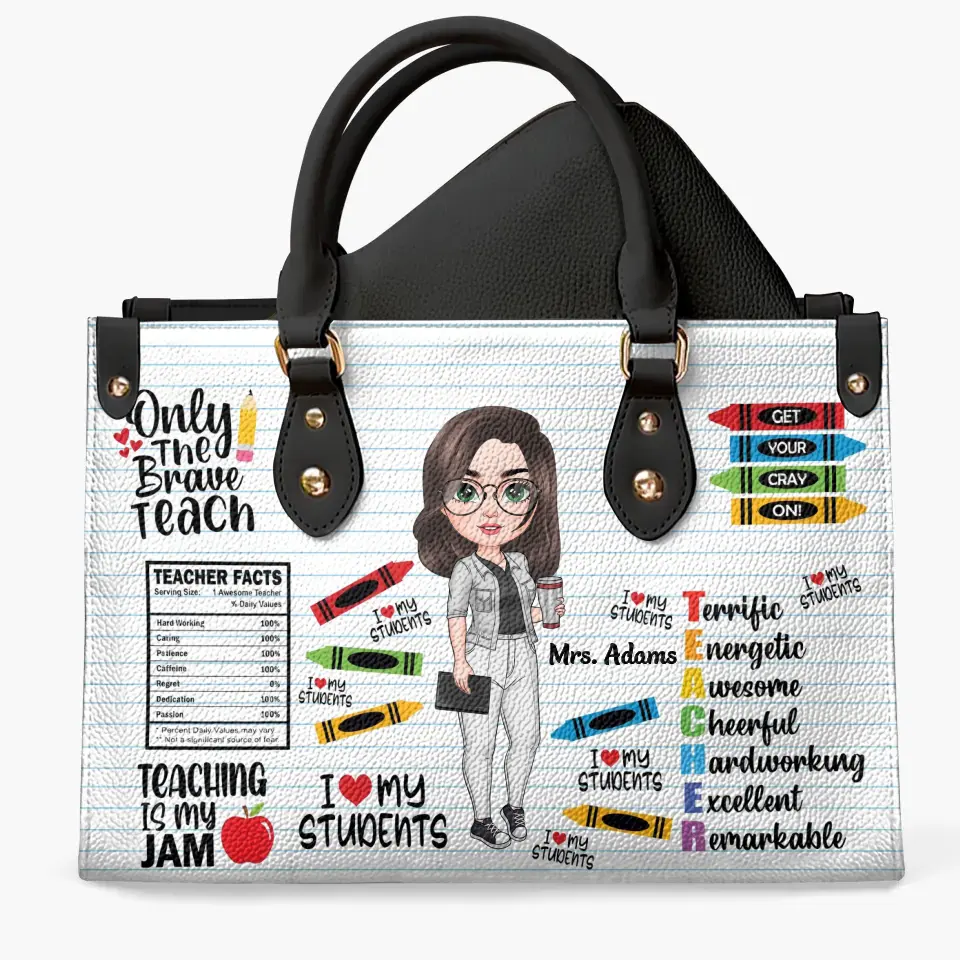 I Love My Students - Personalized Custom Leather Bag - Teacher's Day, Appreciation Gift For Teacher