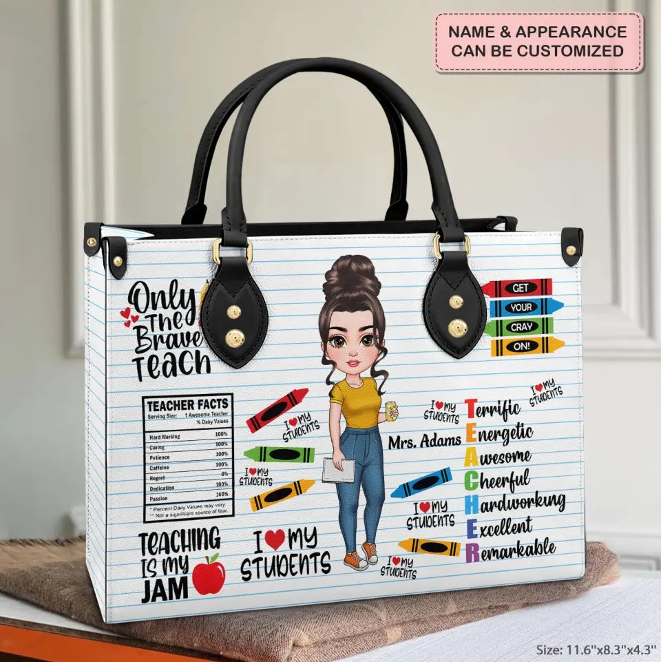 I Love My Students - Personalized Custom Leather Bag - Teacher's Day, Appreciation Gift For Teacher