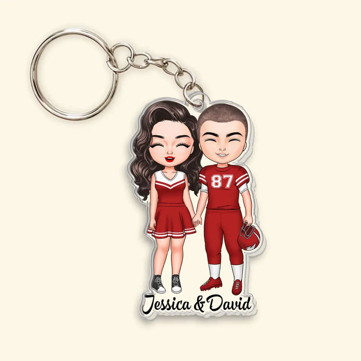 American Football Couple - Personalized Custom Acrylic Keychain - Valentine's Day, Anniversary Gift For Couple, Wife, Husband, Boyfriend, Girlfriend CLA0DM026
