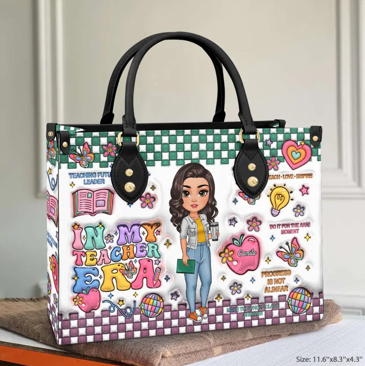 In My Teacher Era - Personalized Custom Leather Bag - Teacher's Day, Appreciation Gift For Teacher