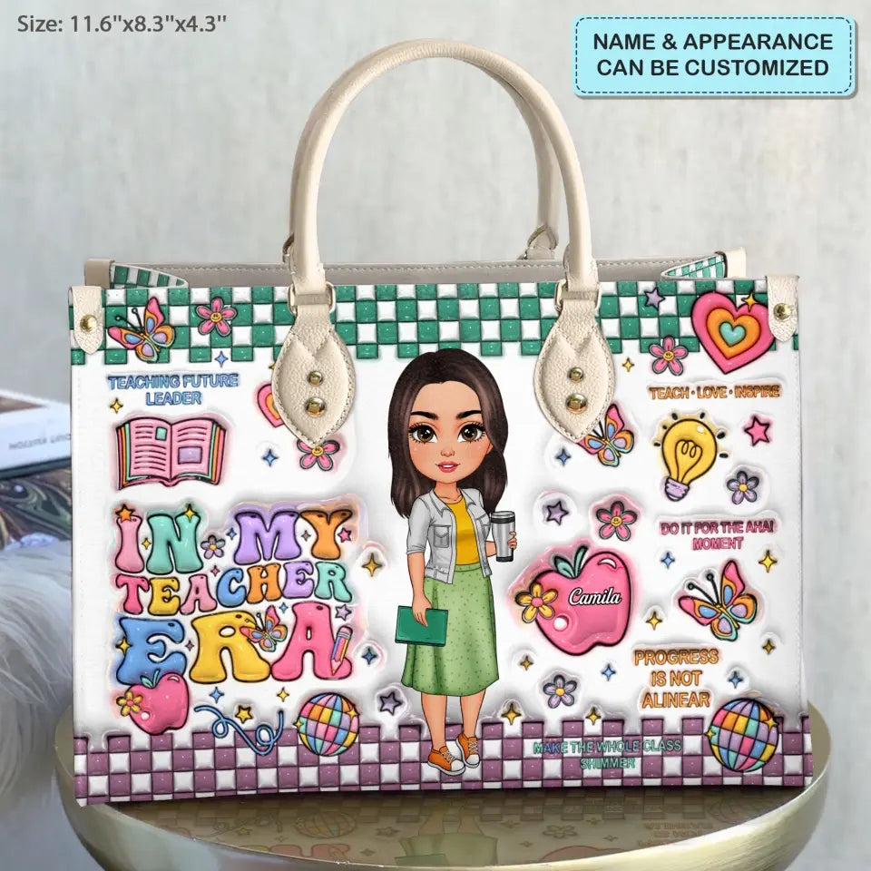 In My Teacher Era - Personalized Custom Leather Bag - Teacher's Day, Appreciation Gift For Teacher