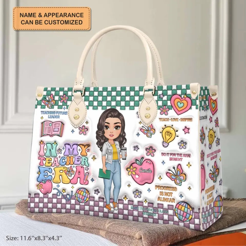 In My Teacher Era - Personalized Custom Leather Bag - Teacher's Day, Appreciation Gift For Teacher