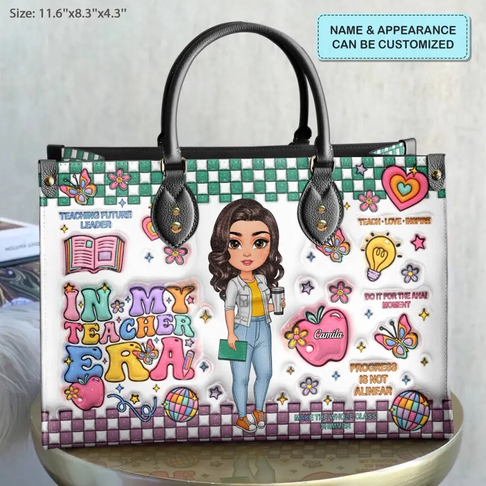 In My Teacher Era - Personalized Custom Leather Bag - Teacher's Day, Appreciation Gift For Teacher