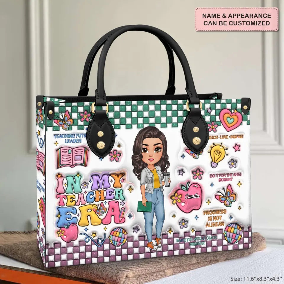 In My Teacher Era - Personalized Custom Leather Bag - Teacher's Day, Appreciation Gift For Teacher