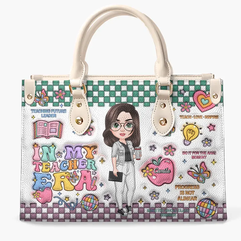 In My Teacher Era - Personalized Custom Leather Bag - Teacher's Day, Appreciation Gift For Teacher