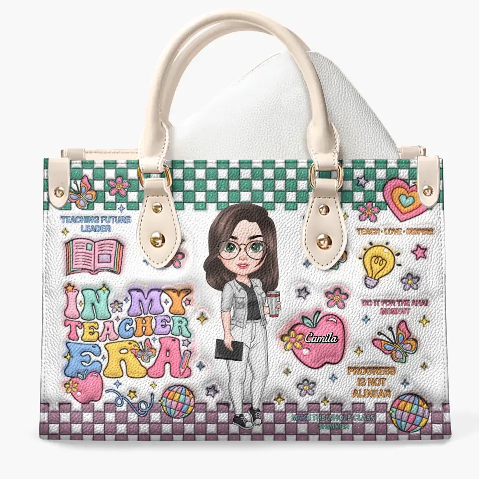 In My Teacher Era - Personalized Custom Leather Bag - Teacher's Day, Appreciation Gift For Teacher