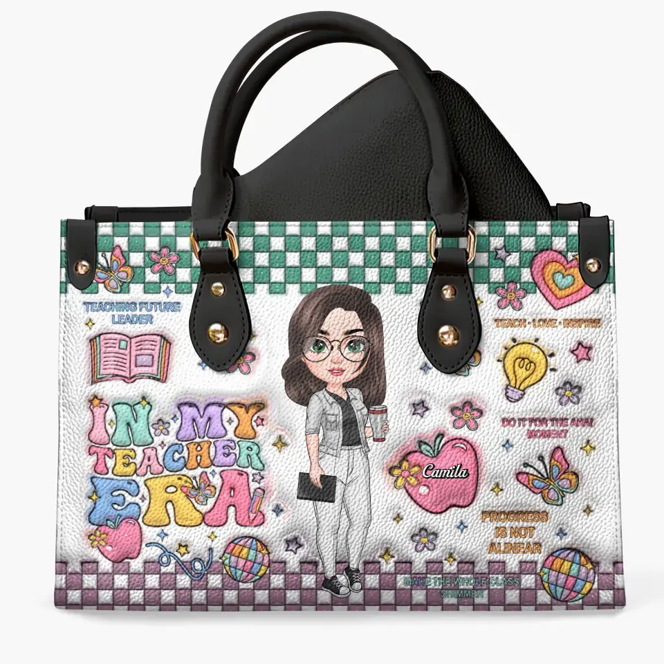In My Teacher Era - Personalized Custom Leather Bag - Teacher's Day, Appreciation Gift For Teacher
