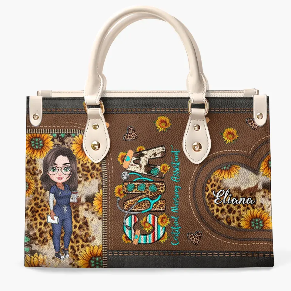 CNA, Nurse Life - Personalized Custom Leather Bag - Nurse's Day, Appreciation Gift For Nurse