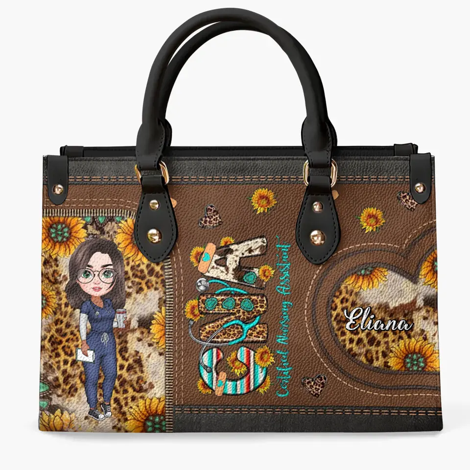 CNA, Nurse Life - Personalized Custom Leather Bag - Nurse's Day, Appreciation Gift For Nurse