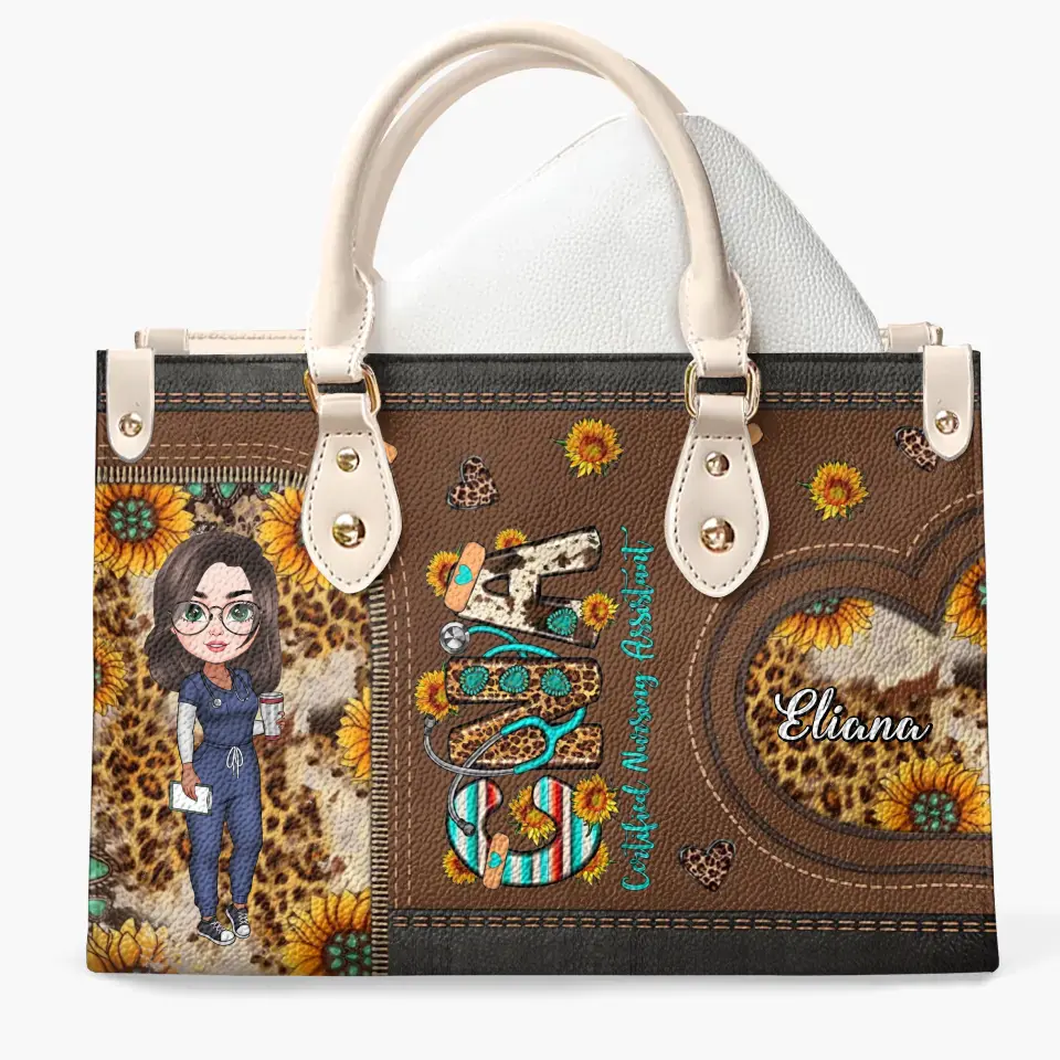 CNA, Nurse Life - Personalized Custom Leather Bag - Nurse's Day, Appreciation Gift For Nurse