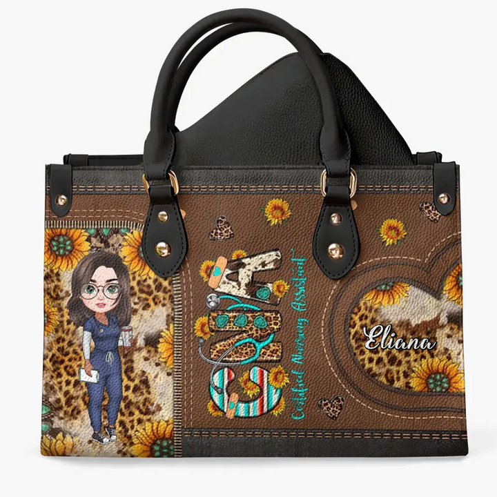 CNA, Nurse Life - Personalized Custom Leather Bag - Nurse's Day, Appreciation Gift For Nurse