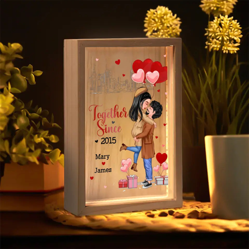 My Favorite Place In All The World Is Next To You - Personalized Custom Photo Frame Box - Valentine's Day, Anniversary Gift For Couple, Couples, Girlfriend, Boyfriend, Wife, Husband