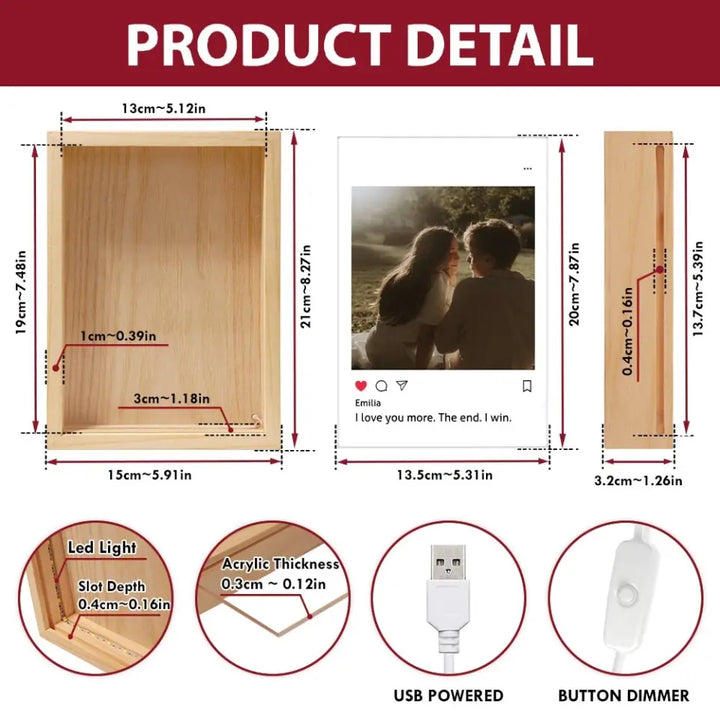 Love Post - Personalized Custom Photo Frame Box - Valentine's Day, Anniversary Gift For Couple, Couples, Girlfriend, Boyfriend, Wife, Husband