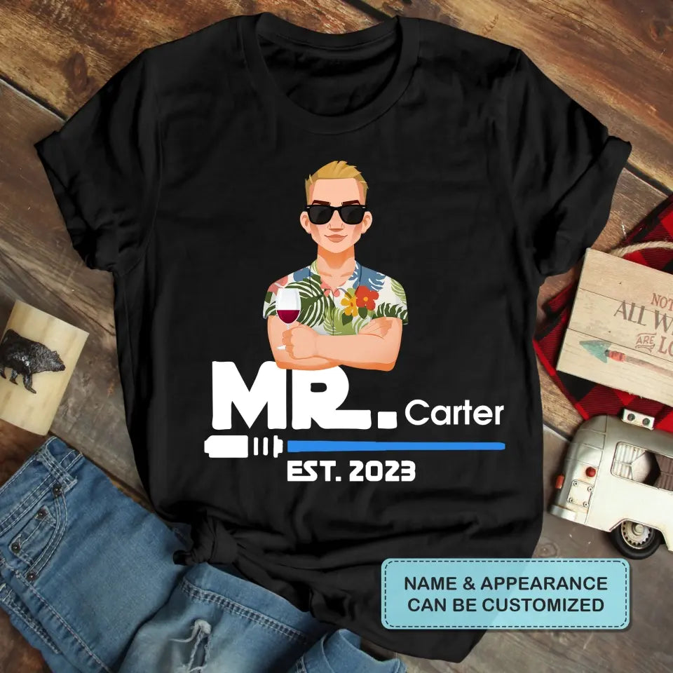 Mr. & Mrs. Since - Personalized Custom T-shirt - Valentine's Day, Anniversary Gift For Couple, Husband, Wife