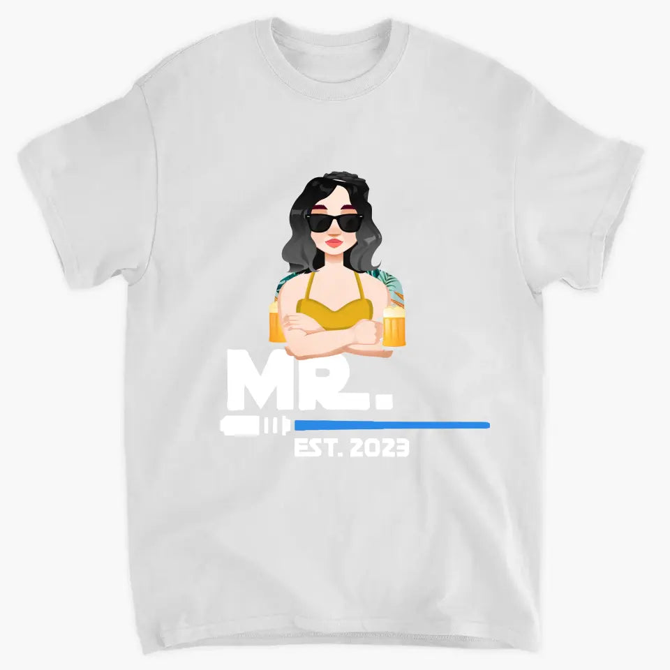 Mr. & Mrs. Since - Personalized Custom T-shirt - Valentine's Day, Anniversary Gift For Couple, Husband, Wife