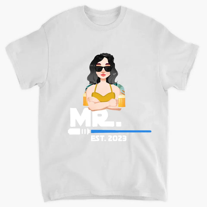 Mr. & Mrs. Since - Personalized Custom T-shirt - Valentine's Day, Anniversary Gift For Couple, Husband, Wife