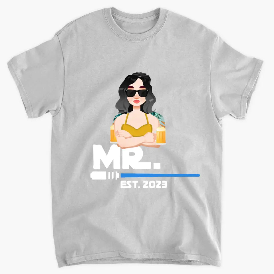 Mr. & Mrs. Since - Personalized Custom T-shirt - Valentine's Day, Anniversary Gift For Couple, Husband, Wife