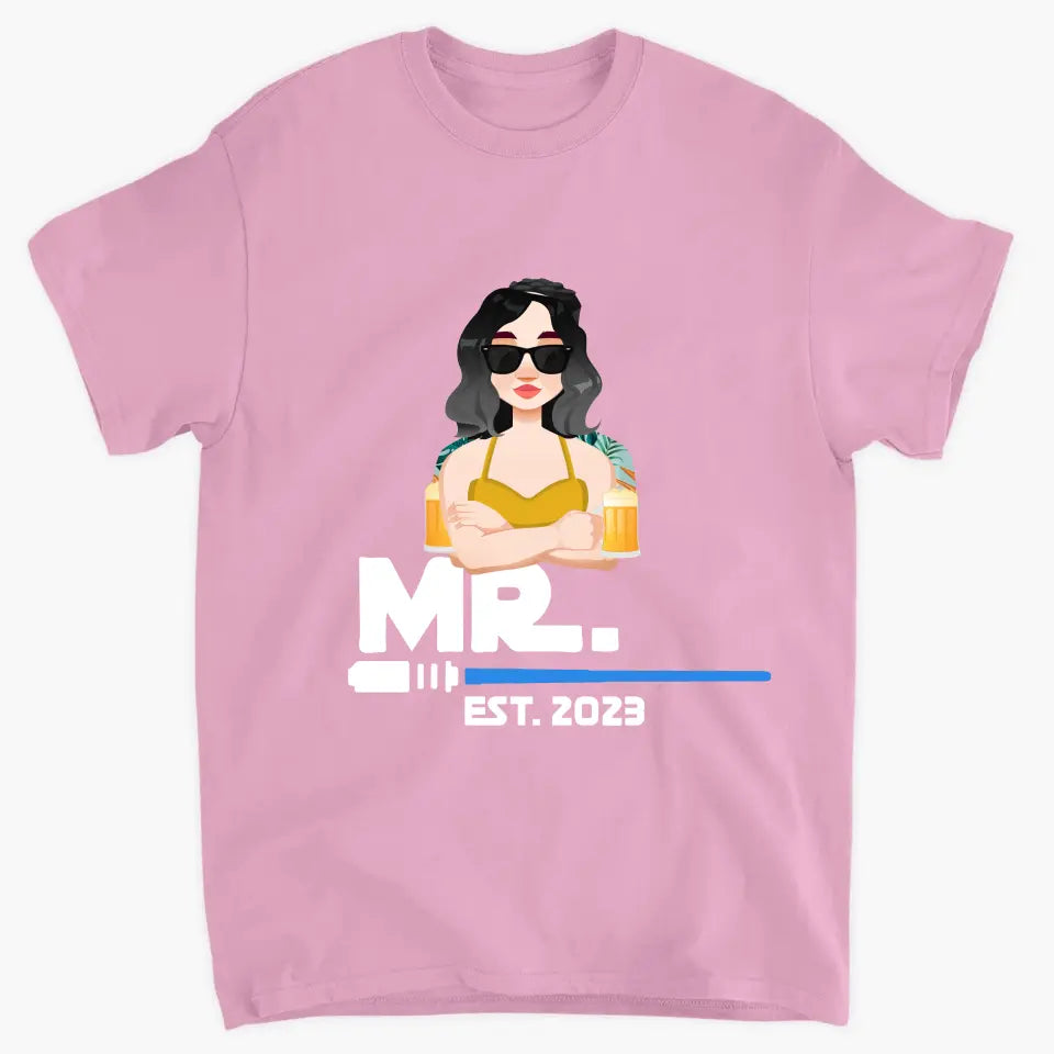 Mr. & Mrs. Since - Personalized Custom T-shirt - Valentine's Day, Anniversary Gift For Couple, Husband, Wife
