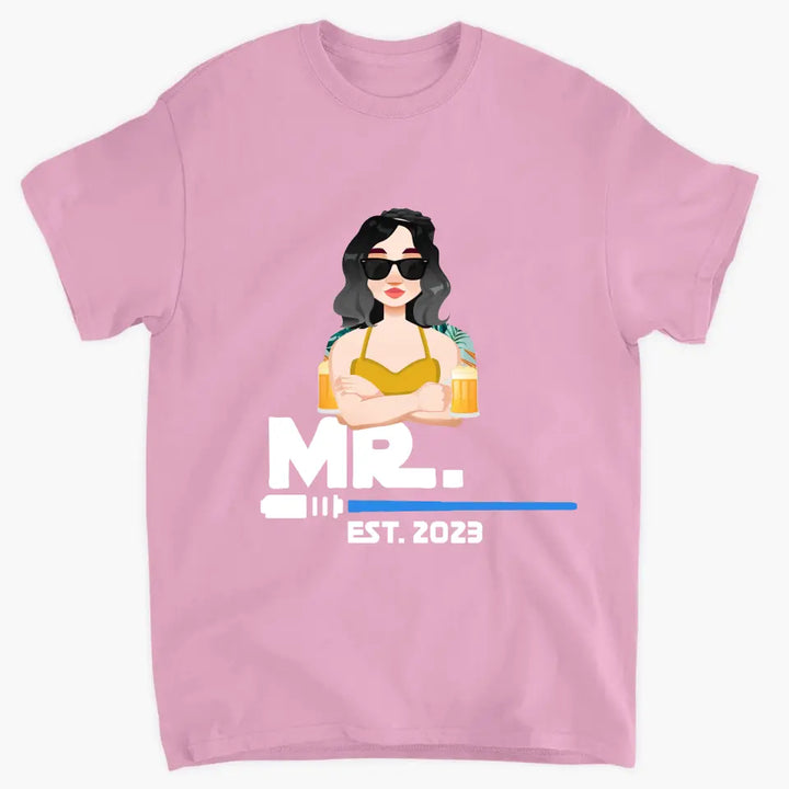 Mr. & Mrs. Since - Personalized Custom T-shirt - Valentine's Day, Anniversary Gift For Couple, Husband, Wife