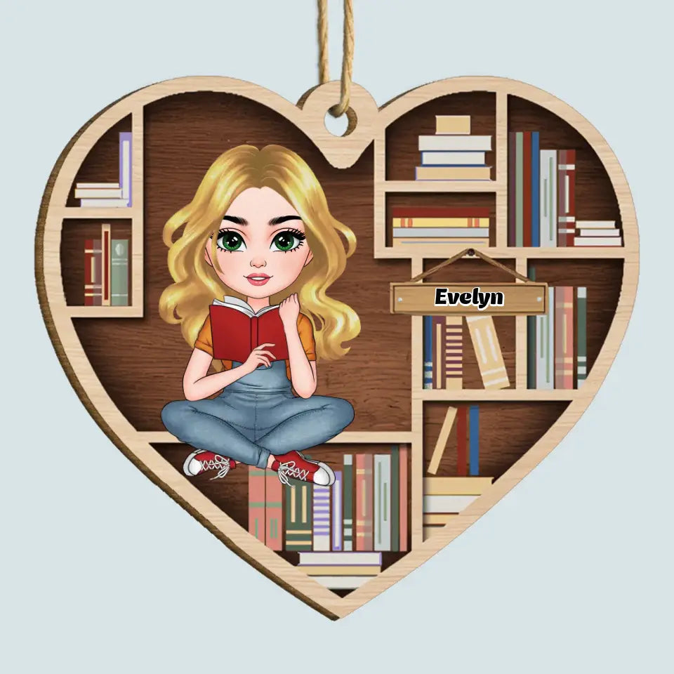 Just A Girl In Love With Her Books - Personalized Custom Wood Ornament - Christmas Gift For Reading Lover