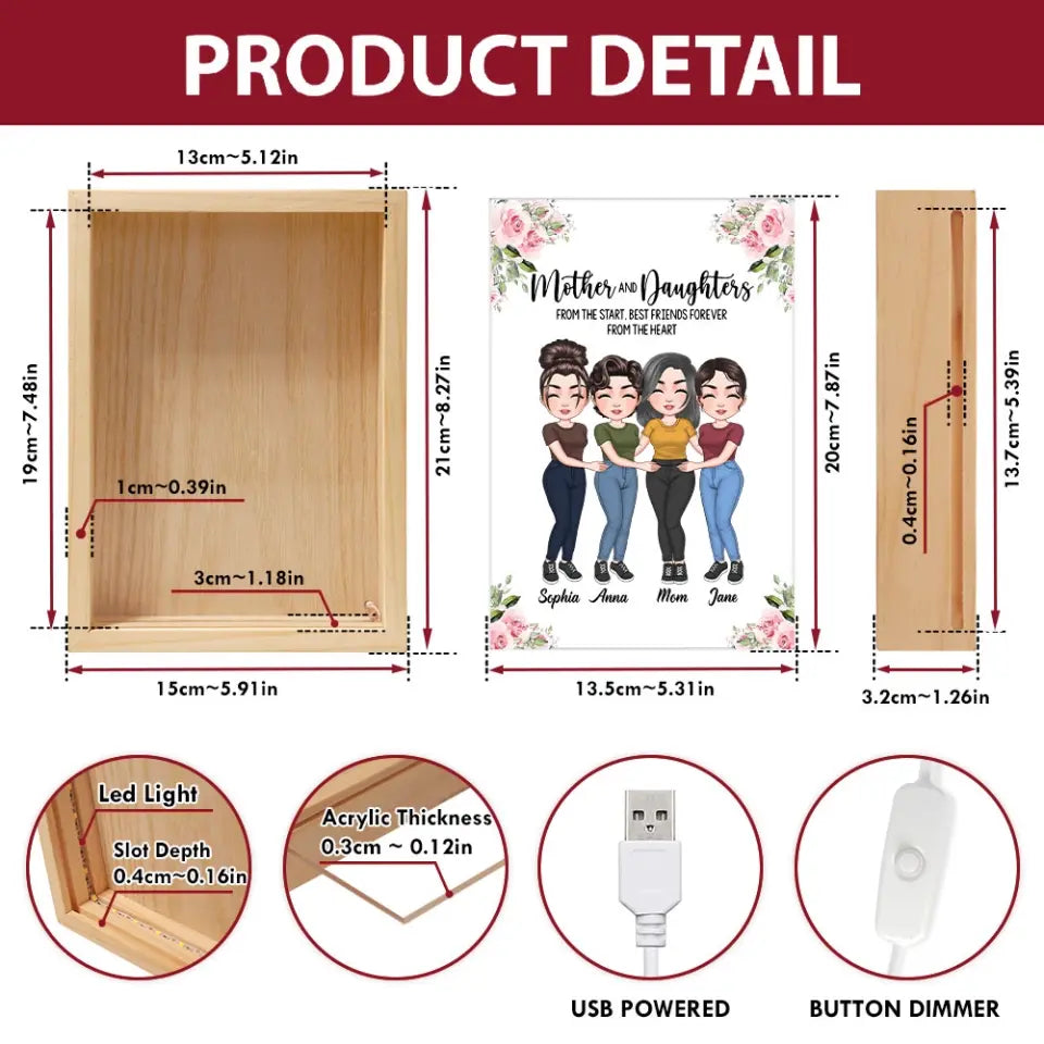 Mother And Daughter From The Start Best Friend Forever From The Heart - Personalized Custom Photo Frame Box - Mother's Day Gift For Family Members, Mom