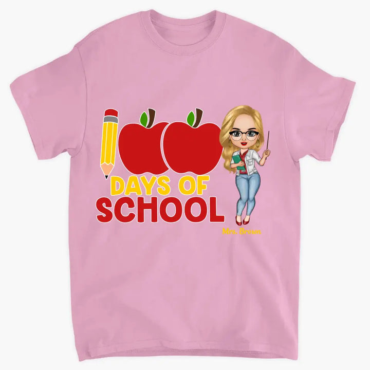 100 Days Of School Apple Pencil - Personalized Custom T-shirt - Teacher's Day, Appreciation Gift For Teacher
