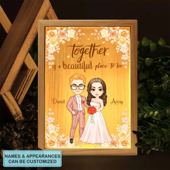 Together Is A Beautiful Place To Be - Personalized Custom Photo Frame Box - Valentine's Day, Anniversary Gift For Couple, Couples, Wife, Husband