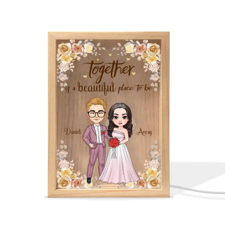 Together Is A Beautiful Place To Be - Personalized Custom Photo Frame Box - Valentine's Day, Anniversary Gift For Couple, Couples, Wife, Husband
