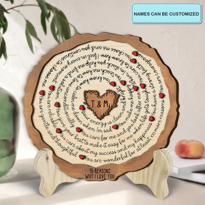 15 Reasons Why I Love You - Personalized Custom 2-Layer Wooden Plaque - Gift For Couple, Husband, Wife, Boyfriend, Girlfriend