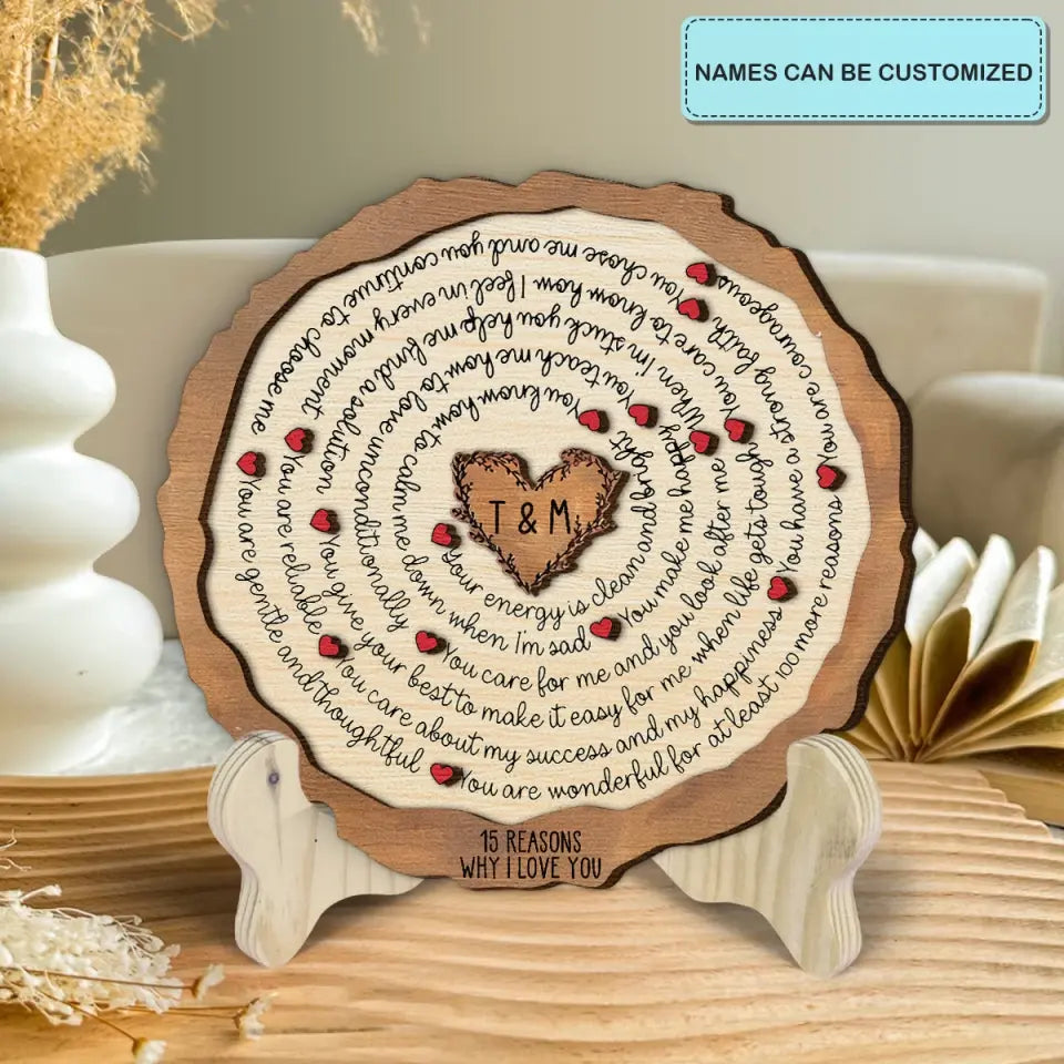 15 Reasons Why I Love You - Personalized Custom 2-Layer Wooden Plaque - Gift For Couple, Husband, Wife, Boyfriend, Girlfriend